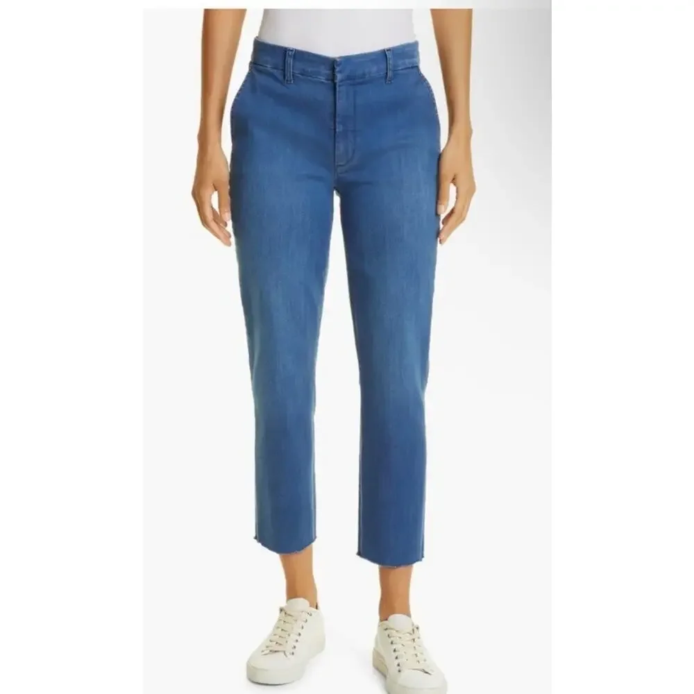 Frank & Eileen Wicklow Blue Denim Italian Chino Crop Raw Hem Mid-Rise Size 4